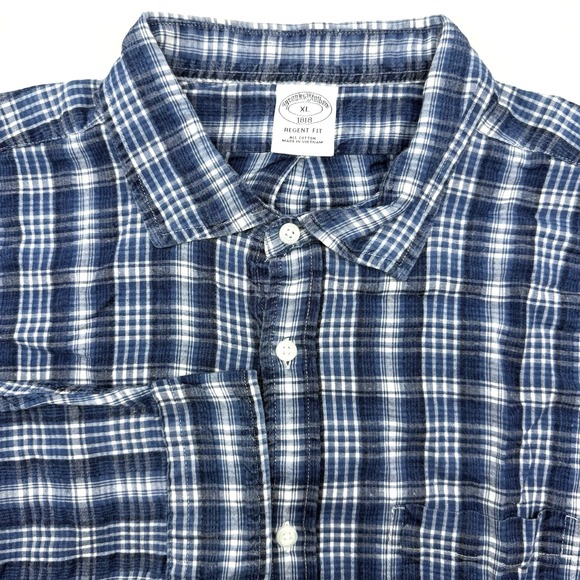 Brooks Brothers Other - Brooks Brothers Button Down Mens XL Blue Plaid Regent Fit Cotton Long Sleeve